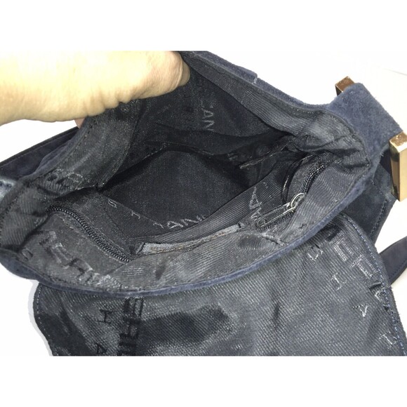 Americana by Sharif Navy Blue Suede Leather Shoulder Bag - Picture 3 of 7